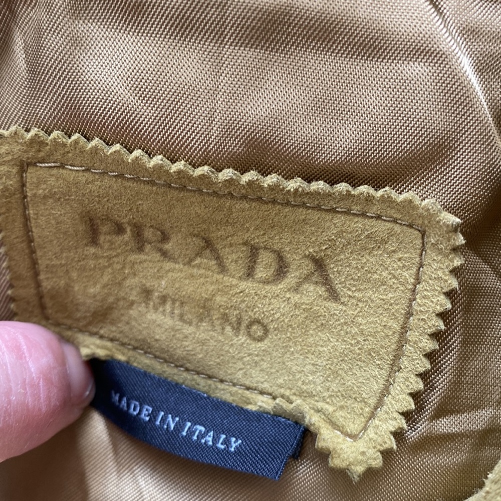 PRADA Acid Green Lamb Skin Suede Coat View 6